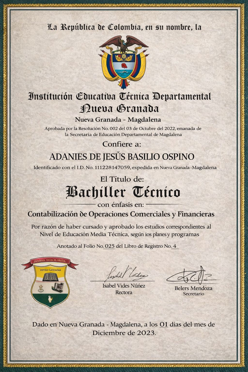 Diploma Bachiller